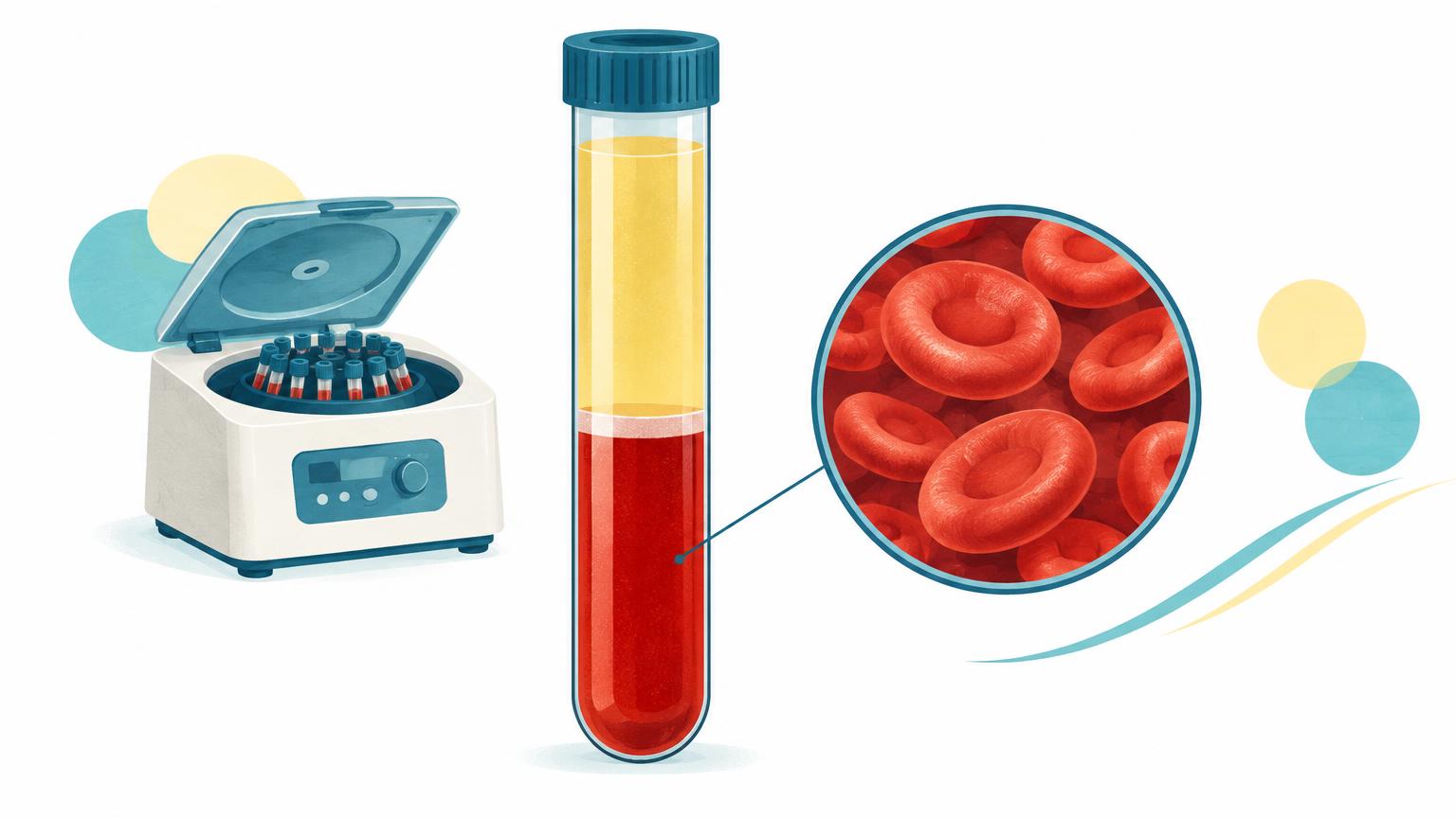 Blutprobe mit getrenntem Plasma und roten Blutkörperchen zur Erklärung des Hämatokrits